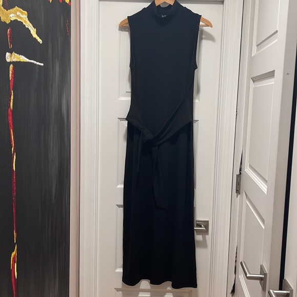 Aqua mock neck black dress - Picture 2 of 9